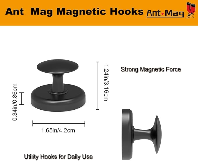Ant Mag Magnetic Hooks Heavy Duty for Coat Hanging Strong Magnetic Hangers for Metal Surface Great Organization for Cruise Cabinet Door Kitchen Room Office