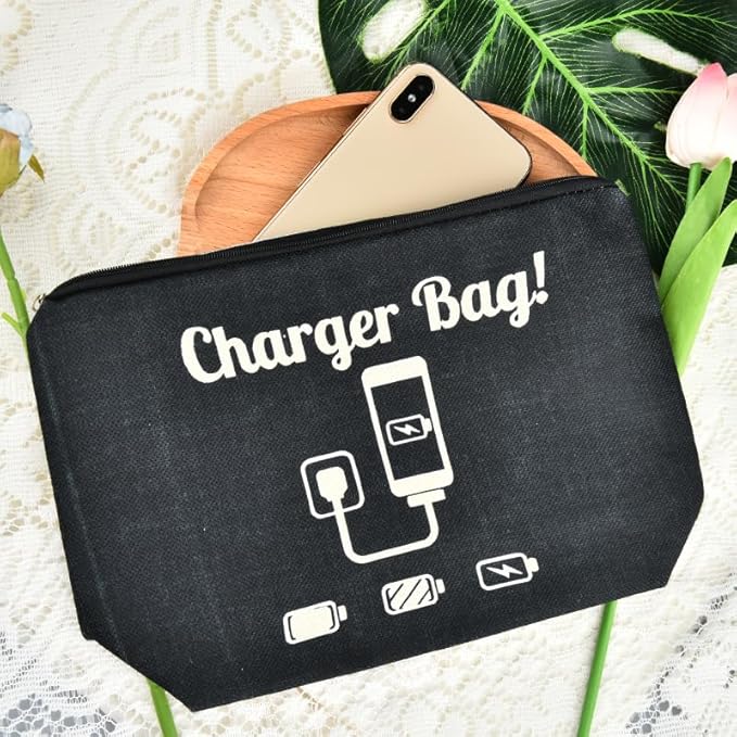 ShiQiao Spl Chargers Organiser Bag Black Charging Cables Travel Toiletry Pouch Electronic Charger Organiser Makeup Bag with Zipper Birthday Gifts for Mum Dad Charger Makeup Cosmetic Bags pouches