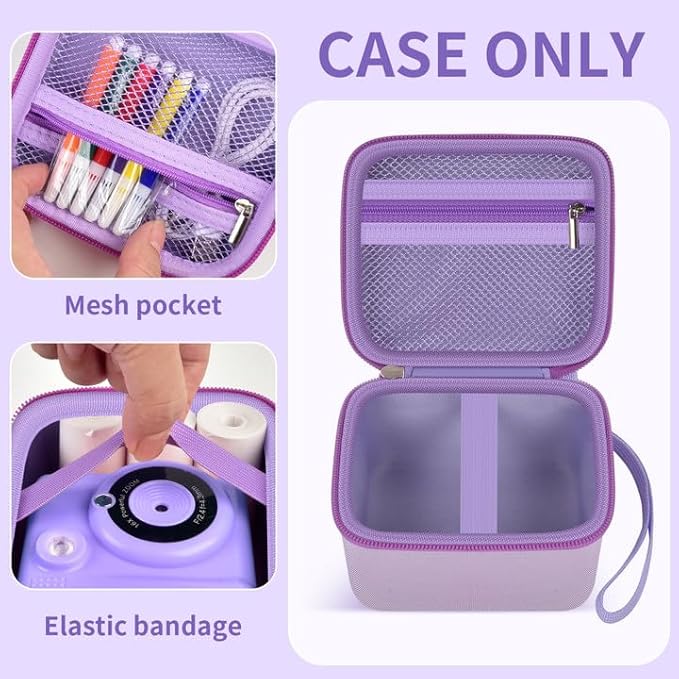Kids Instant Print Camera Case with 3 Rolls Prints Paper Compatible with ESOXOFFORE for Dylanto for DUDUDRAGON for GKTZ for ETIKEZ for Dafotil for Careenoah Toddler Digital Cameras (Purple with Paper)