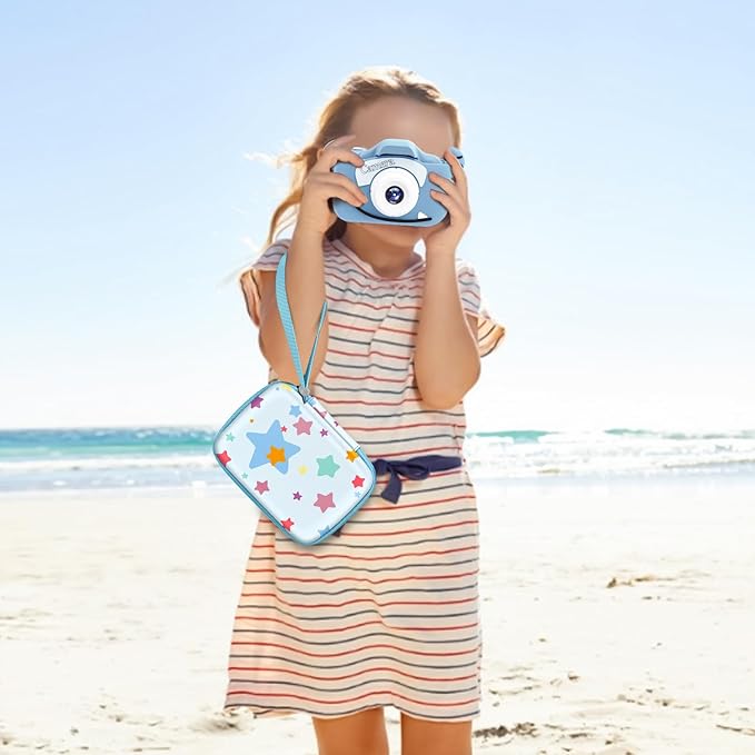 FINTIE Kids Camera Case Compatible with Goopow/Seckton/Dylanto/Mgaolo/Masterbee/CIMELR/Desuccus Kids Digital Camera Toys, Children Carrying Bag, Birthday Festival Gift, Colorful Stars
