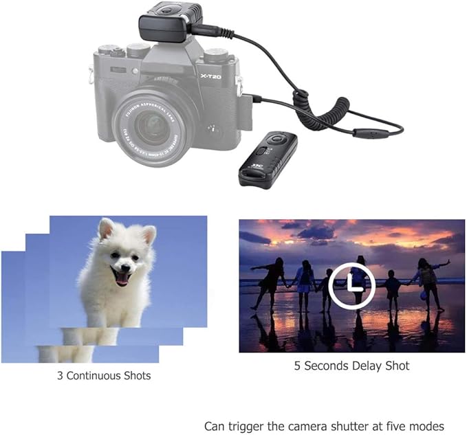 JJC Wireless Remote Shutter Release & 2-Pack Soft Shutter Release Button for Fujifilm X100VI X100V X100F X100T X-T30 II XT30II X-T30 XT30 X-T20 XT20 X-T4 XT4 X-T3 XT3 X-T2 XT2 X-E3 XE3 Cameras & More