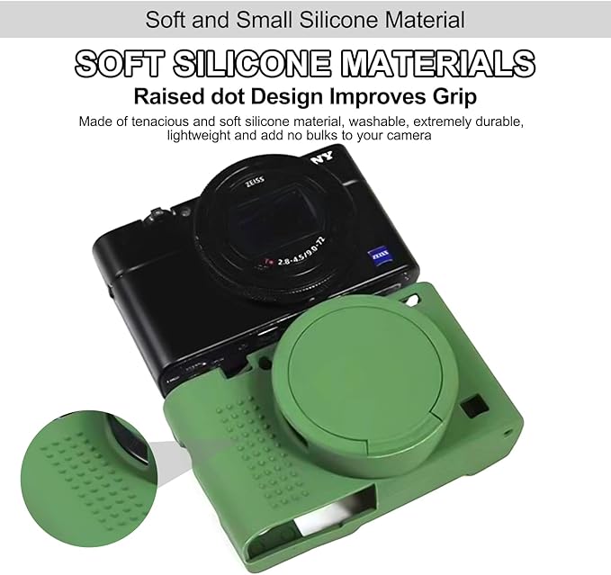 Easy Hood Camera Case for Sony RX100 VII, Soft Silicone Protective Cover Protector Skin Removable Lens Cover for Sony DSC-RX100 VII DSC-RX100M7 Digital Camera (Green)