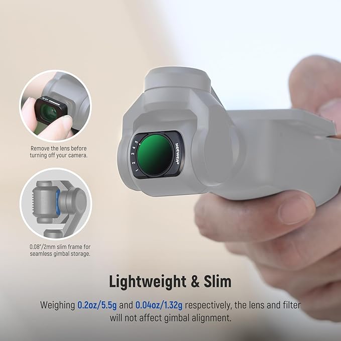 NEEWER Magnetic ND Filter Set Compatible with DJI Osmo Pocket 3 Creator Combo Accessories, Variable ND2-32 Black Mist Diffusion 1/4 CPL 0.72x Wide Angle Lens, HD Optical Glass + 2X Screen Protector