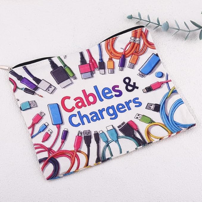ShiQiao Spl Cables Chargers Makeup Bag Chargers Cables Cosmetic Bag Pouch Charging Organizer Zipper Pouch Electronics Accessories Bags Charger Organizer Storage Travel Birthday Christmas Gifts