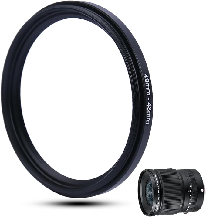 Metal Step Down Ring Filter Adapter - 49mm to 43mm - Metal Ring Step Down Rings Adapter Filter Compatible with All 43mm UV, CPL, ND, Lens Hood, Threaded Lens ect