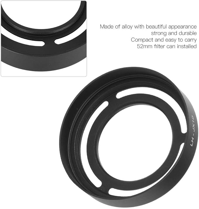 Hollow Metal Lens Hood - Compact Lens Hood - Detachable Camera Lens Hood - for X10/X20/X30 Camera(Black)