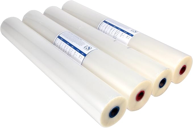 USI Opti Clear Premium Thermal Low-Temp EVA Roll Laminating Film, 1 Inch Core, 3 Mil, 27 Inches x 250 Feet, Gloss Finish, 4-Pack