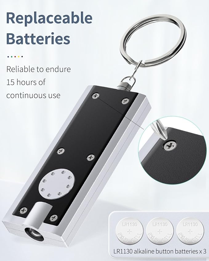 Uniclife 20 Pack LED Keychain Flashlight Mini Square LED Keychain Light 12 Lumen Portable Bright Battery Powered Key Ring Torch for Outdoor Camping Hiking and Emergency Lighting, 5 Colors of Shells