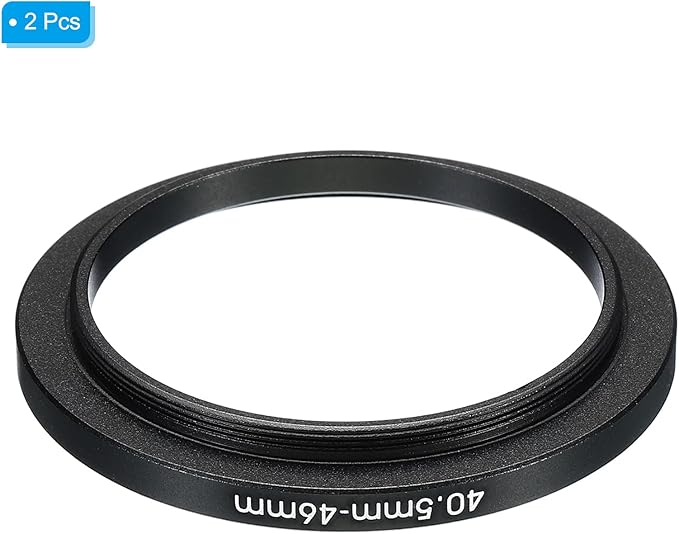 PATIKIL 40.5mm-46mm Metal Step Up Ring, 2 Pack Camera Lens Filter Adapter Ring Aluminum Filter Adapter Ring for Camera Lenses Hood, Black