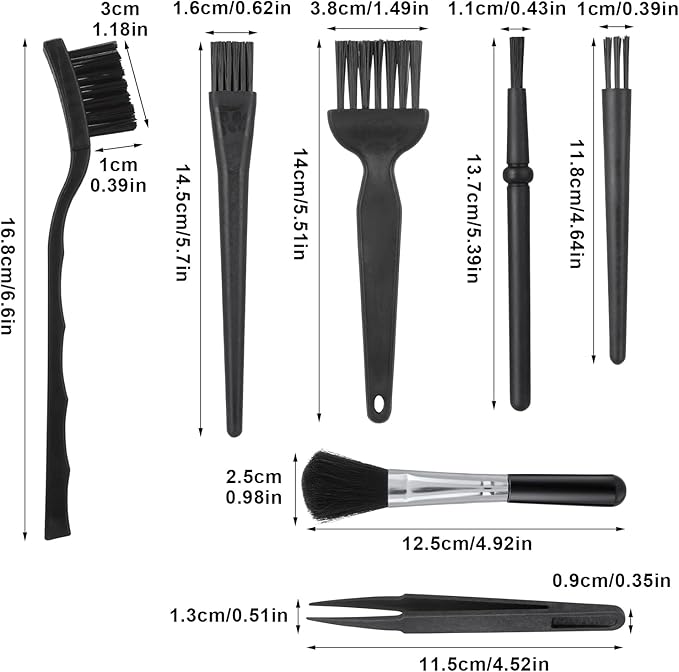 TIESOME Set of 7 Keyboard Anti Static Brushes, Plastic Handle Portable Cleaning Brushes Computer Keyboard Cleaning Brush Kit for Cleaning Computer Keyboard Car Lab