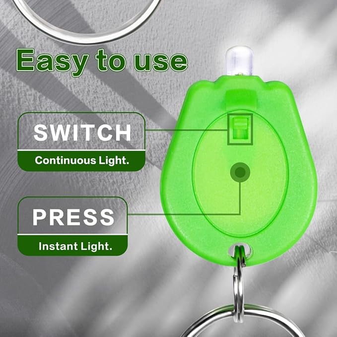 10 Pack Ultra Bright Mini LED Keychain Flashlight, Small Key Ring Flashlight, Portable LED Keychain Light for Outdoor Activities Emergency Light - Green Shell