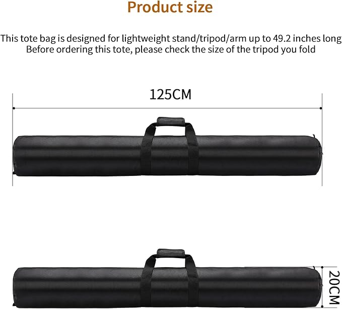 49in/125cm Tripod Carrying Case, Heavy Duty Nylon Bag With Shoulder Strap, Padded for Light Stand, Tripods, Monopods, Umbrellas, Softboxes, Boom, Speaker, Mic Stands