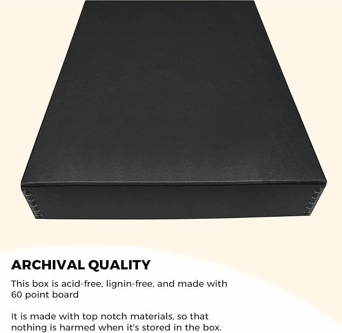 Golden State Art, Acid-Free Archival 13x19 Inches Metal Edge Drop Front Museum Photo Storage Box, Preserve Documents, Prints, Pictures, Photographs, Arts And Crafts, Black