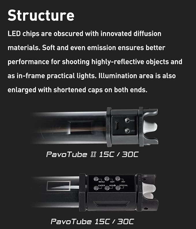 NANLITE PavoTube II 30C LED RGB Tube Smart Wireless Control Portable Handheld Photography Lighting Stick
