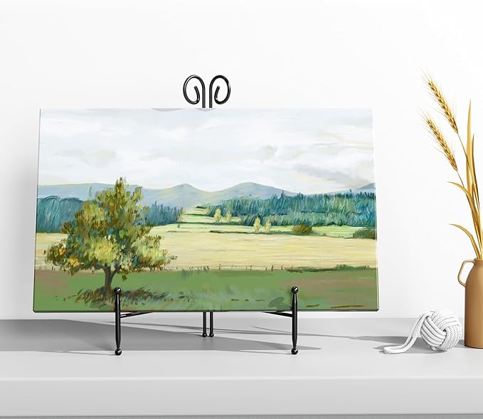 SVENJBB Plate Stand and Holder Display Easel Stand 12 Inch, Black Iron Picture Frame Collapsible and Portable for Table (2 Pack)