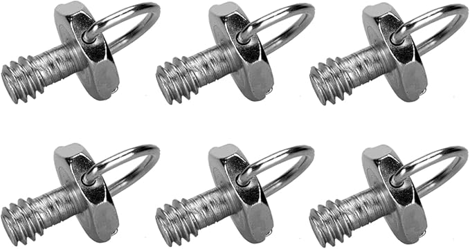 koolehaoda Stainless Steel D Shaft D-Ring 1/4" Mounting Screw 10mm Shaft for Camera Tripod Monopod or Quick Release (QR) Plate - (6 Pack)