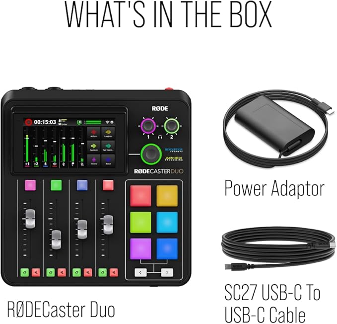 RØDE RØDECaster Duo Compact All-in-One Audio Production Solution for Podcasting, Streaming, Music Production and Content Creation (Black)