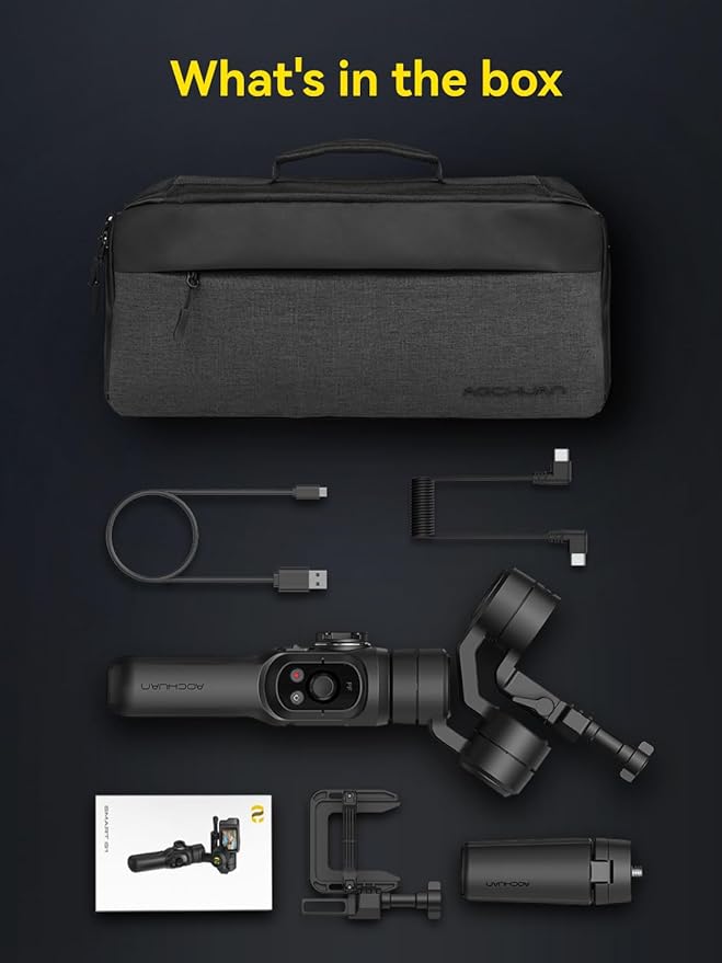 AOCHUAN Gimbal Stabilizer for Go Pro, Handheld Gimbal with 360° Rotation for Video Recording, 3-Axis Gimbal Stabilizer Compatible with Gopro Hero 12/11, Osmo Action, Insta360 ONE R,Sony RX0-Smart G1