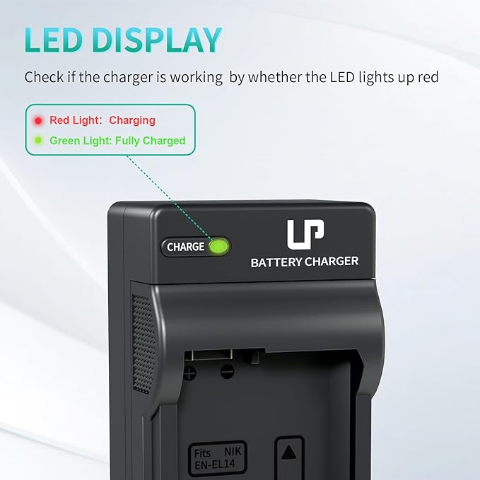 LP EN-EL14 EN EL14a Battery Charger, Charger Compatible with Nikon D3500, D5600, D3300, D5100, D5500, D3100, D3200, D5200, D5300, D3400, DF, Coolpix P7000, P7100, P7700, P7800 Cameras and More