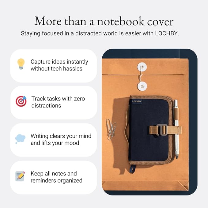 LOCHBY® Mini Field Journal | Water Resistant Waxed Canvas | Pen Loop | Included Tomoe River Notebook | Perfect for Travel, Art, Bullet Journal