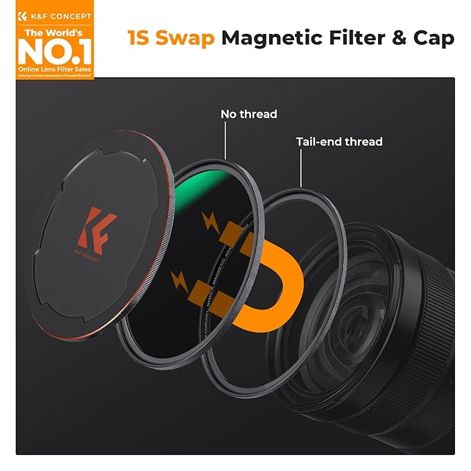 K&F CONCEPT 52mm Magnetic ND1000 Lens Filter (10-Stop Fixed Neutral Density) Magnetic Basic Ring + Filter Cap with 28 Multi-Layer Coatings for Camera Lens (Nano-X Series)