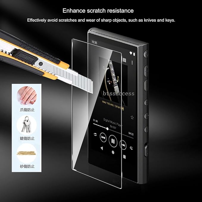 9H Scratch-Proof Premium Front LCD Screen Protector Guard Tempered Glass Protective Film for Sony Walkman NW-A300 Series NW-A306 NW-A307 (1pc)