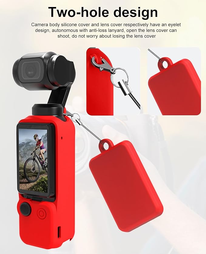 PULUZ Pocket 3 Silicone Cover, Soft Protective Case Compatible with DJI Osmo Pocket 3, Lens Protector Screen Protector Grip Cover Accessories(Red)