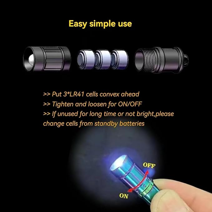 e1 The World's Smallest Flashlight Micro Tiny Mini Keychain Light Long-Lasting Safety Light for Everyday Carry Emergencies Outdoor Dog Walking Hiking Camping Nice Gift for Parents and Kids