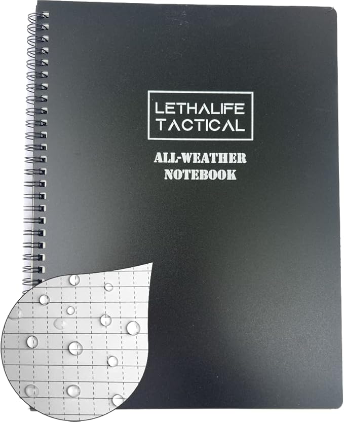 8.5x11 inch All Weather Notepad Writing Pad (Black)