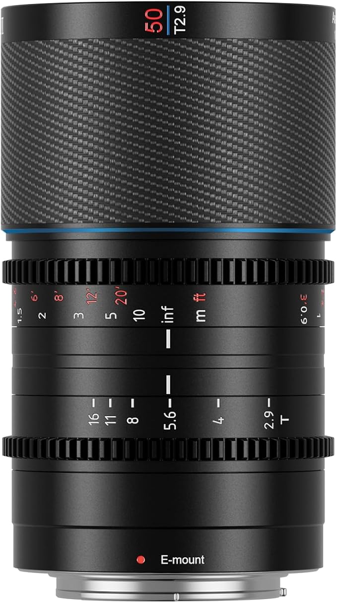 SIRUI Saturn 50mm T2.9 1.6X Full Frame Carbon Fiber Anamorphic Lens, Cine Lens for E Mount Cameras, Less Than 500g (Blue Flare)