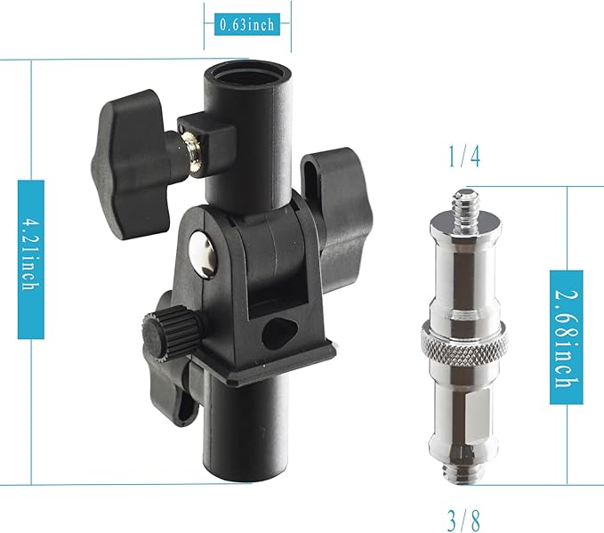 Alluneitter U-Shape Camera Flash 180°Swivel Mount Bracket with Standard 1/4 to 3/8 inch Flat Head Metal Screw Spigot Stud Compatible for Umbrella Softbox Reflector Holder Stand for Video Studio Light