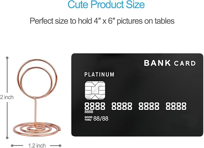 Jofefe 20Pcs Table Number Holders, Place Card Holder, Mini Table Card Holders, Cute Picture Holder Photo Holders for Wedding Reception Party, Table Centerpieces (Rose Gold)