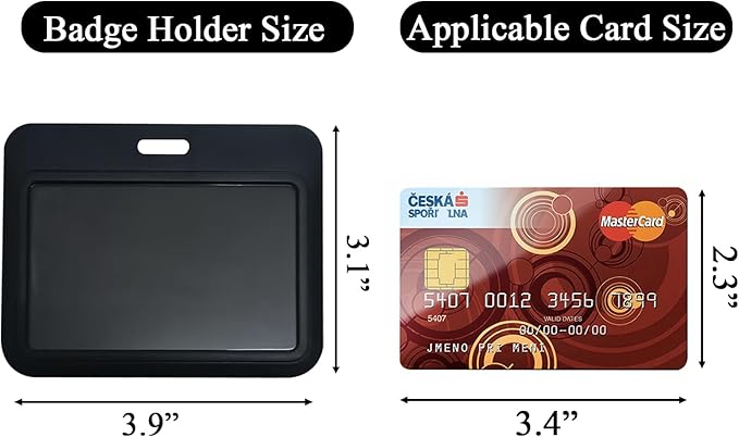 Larpur 2 Pack Horizontal ID Badge Holders Hard Plastic Card Cases with Clear ID Window for School, Office, Factory, Black