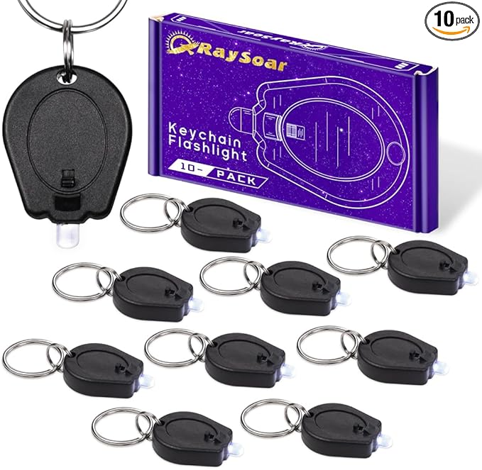 10 Pack Ultra Bright Mini LED Keychain Flashlight, Small Key Ring Flashlight, Portable LED Keychain Light for Outdoor Activities Emergency Light - Black Shell