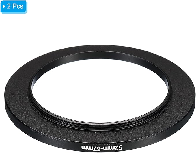 PATIKIL 52mm-67mm Metal Step Up Ring, 2 Pack Camera Lens Filter Adapter Ring Aluminum Filter Adapter Ring for Camera Lenses Hood, Black