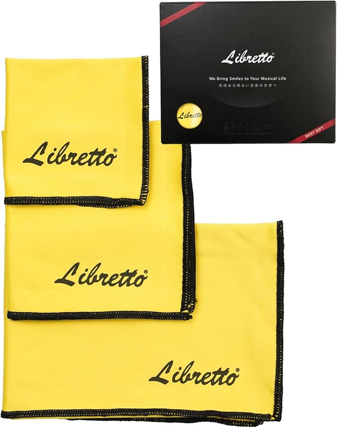 Libretto Super Microfiber Cleaning Cloths for Musical Instruments, 3 Sizes 5.9 x 5.9 in, 7.8 x 7.8 in, 11.8 x 11.8 in, Lint-Free and Scratch-Free