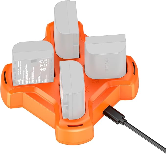 SmallRig 4-Slot Charger for Canon LP-E6NH Battery, PD 60W Fast Charge, LED Indicator, for K&F Concept LP-E6NH Battery, Compact for Canon R6 Mark II/III, 5D Mark II/III/IV, 6/7D, 6/7DMark II, R, R5/6/7