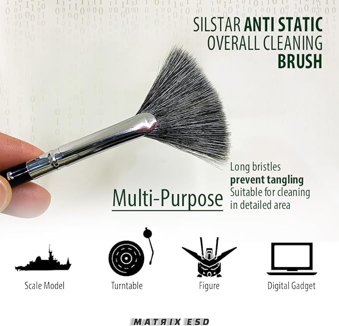 Matrix Anti Static Overall Dual-Action Cleaning Brush -Ideal for Model Kits, Figures, and Intricate Items