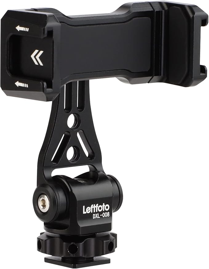 LEFTFOTO Multifunctional Universal Aluminum Phone Mount Adapter,Phone Tripod Mount with Cold Shoe & 1/4" Thread,Phone Holder Fit for Smartphone, iPhone, Cell Phone