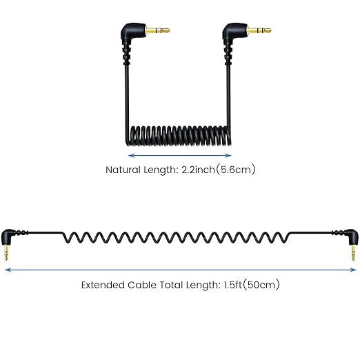 weishan 2-Pack 3.5mm Microphone Cable Compatible with DJI Mic 2 & Rode Microphone Wireless Pro, Coiled Dual 3.5mm TRS Patch Cable Audio Mic Cord for Cameras