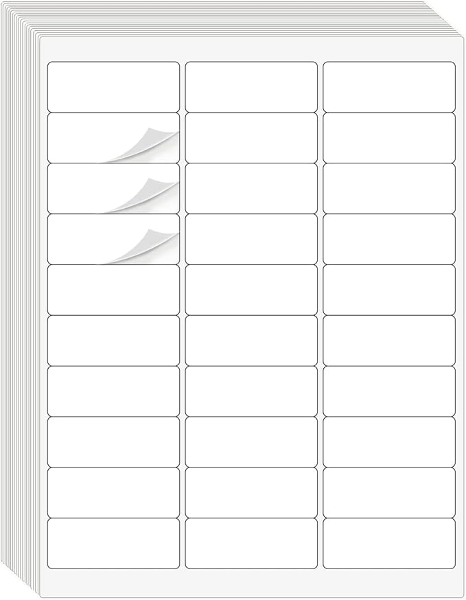 1" x2-5/8 Address Labels, 900 Label Stickers Printable White Address Labels Personalized, for Laser/Inkjet Printing - 30 Per Page (30 Sheets)