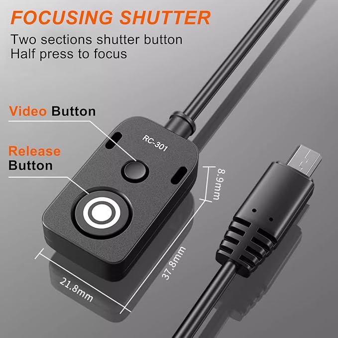DYTDIEYINGTU RC-301 S2 for Sony Camera Cable Video Cable Small Release Shutter Remote Control Cable a7m4 a7r4 a7r2 r3 m2 a9 a1 a6600 a6500 a7r5 a5000 rx0ii rx1rii rx10m4(150cm/59in)
