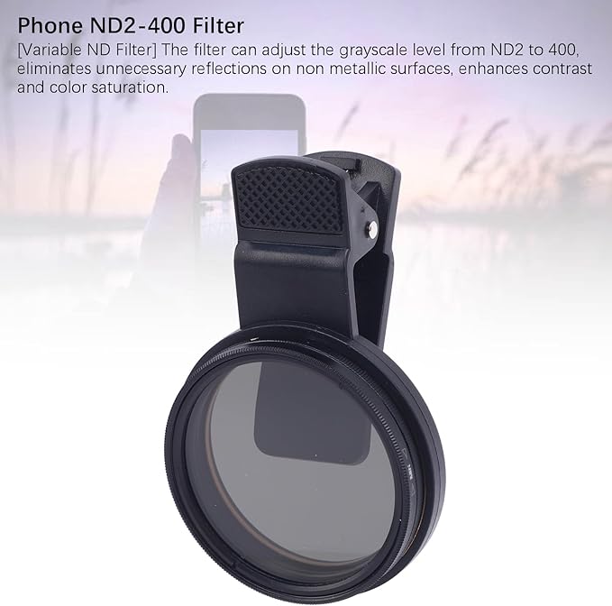 ND2 400 Filter, 52mm Multi Coated Neutral Density Filter, Clip on Phone Lens ND Filter for 15 14 13 Smartphones