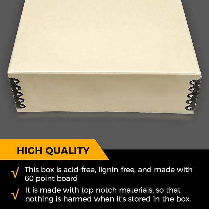 Golden State Art, Archival Storage Box, Acid-Free Drop Front Museum Box with Metal Edge for Storing Artwork Photos Documents Prints Arts and Crafts (Tan-8.75x10.75x3 Inches) Pack of 2