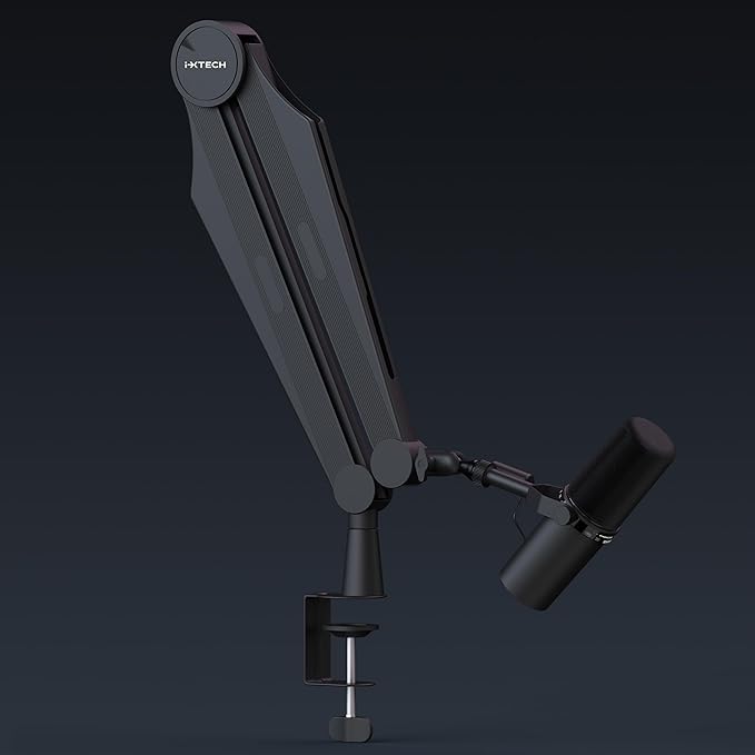 IXTECH Microphone Boom Arm Mic Arm for Blue Yeti Shure Sm7b Hyperx QuadCast Rode At2020 and Fifine Mic Stand for Gaming Podcasting and Streaming CAPTAIN Model