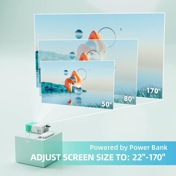 Projector Mini Portable Outdoor Movie Projectors, LED Pico Video Projector for Home Theater Film Projectors, Compatible with Smartphone/ Tablet/ Laptop/ TV Stick/ PS/ USB