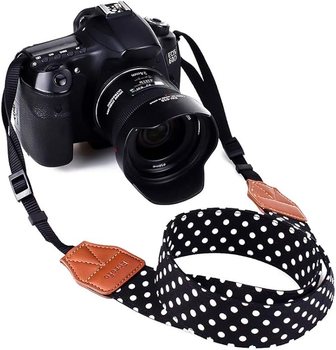 Camera Strap Women Camera Neck Strap Shoulder Belt Strap for Compact Digital Camera, Mirrorless Camera, Small DSLR Camera, Instant Camera(Black Dot)