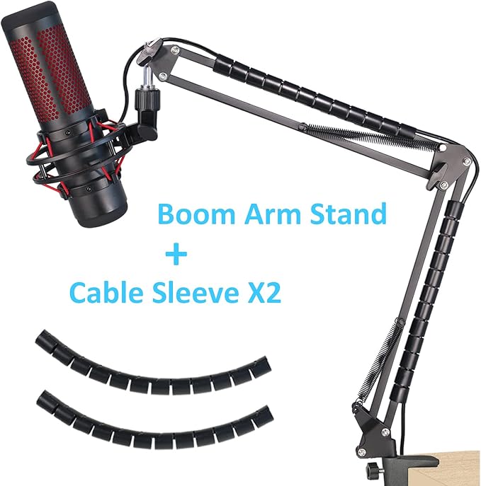Hyperx Quadcast Mic Stand - Scissor Mic Boom Arm and 2 Cable Ties to Organize Cables Compatible with Hyperx Quadcast S to Improve Sound Quality by YOUSHARES