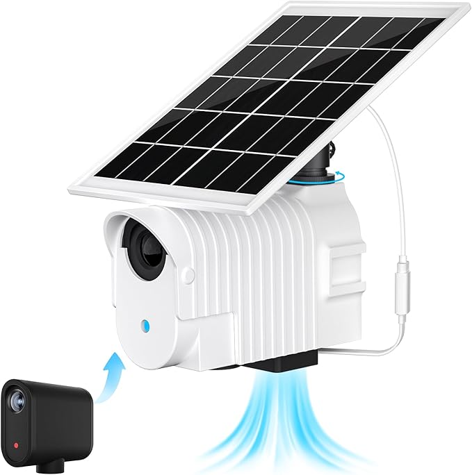 Protective Shade for Mevo Start with Solar Fan, Keep Mevo Start Cam from Overheating During Recording Baseball,Softball and Tennis Games in Summer,Hotter Sun, Faster Cooling