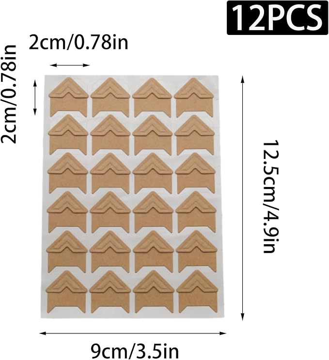 Pine & Linen 288pcs Durable Photos Corners,Photo Corner Stickers Self-Adhesive Mounting Corners, Acid Free Photo Corner for Scrapbooking/DIY Enthusiasts（Brown）